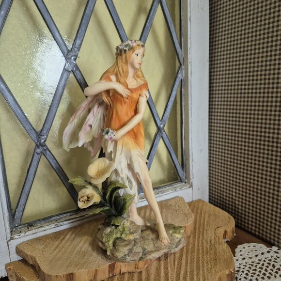 Romantic Fairies Figurine - Vintage 2001 - Fairy in Orange Dress Trinket - Picture 1 of 5